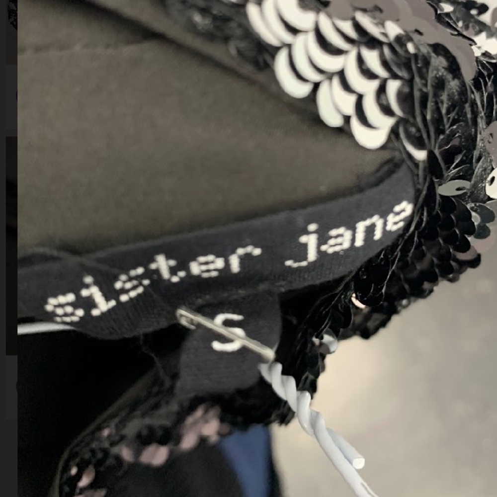 Sister Jane Olympic Sequin Mini Dress Black/Silver Sz S - Picture 13 of 13